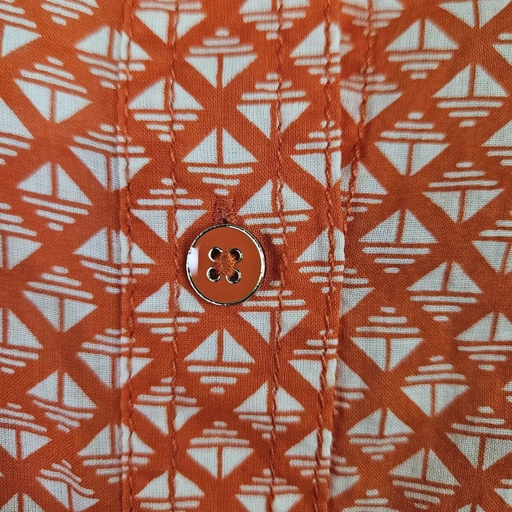 Tory Burch Abstract Design Shirt Blouse Lightweight Red White Womens‎ Sz 10